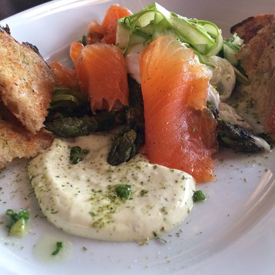 Salmon, Poached Eggs, Asparagus at The Cavalier on #foodmento http://foodmento.com/place/6608
