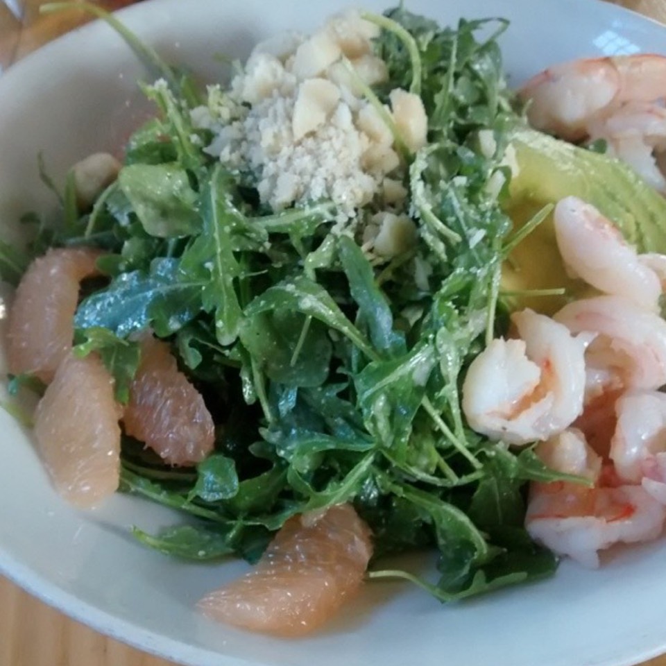 Avocado and Grapefruit Salad, Shrimp, Arugula at The Plant Cafe Organic on #foodmento http://foodmento.com/place/6616