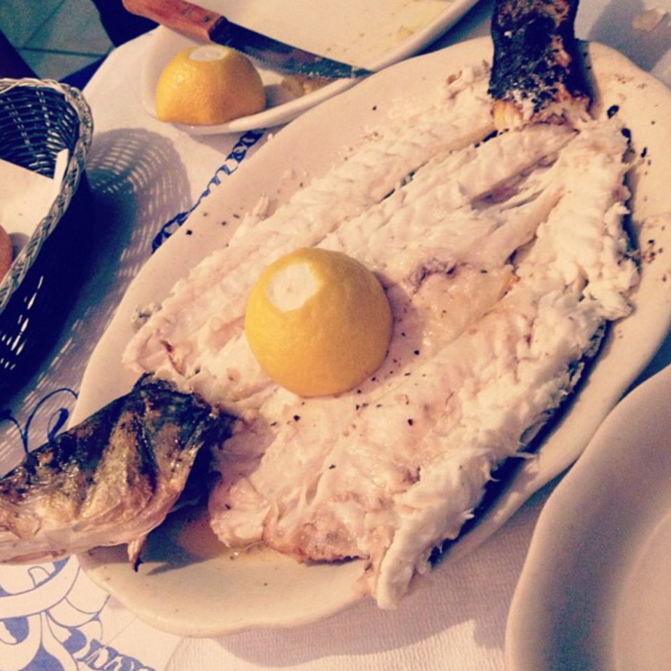 Grilled Branzino Fish from Elias Corner For Fish on #foodmento http://foodmento.com/dish/26676