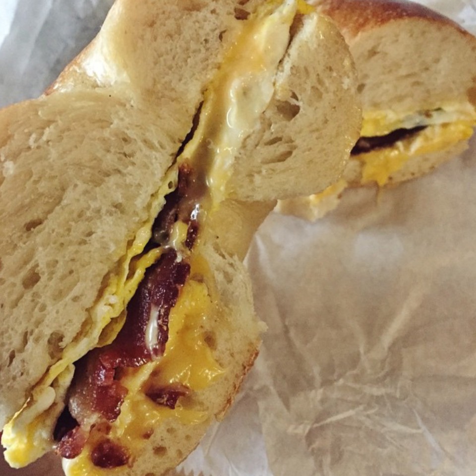 Bacon, Egg, Cheese Bagel Sandwich from David's Bagels on #foodmento http://foodmento.com/dish/27478
