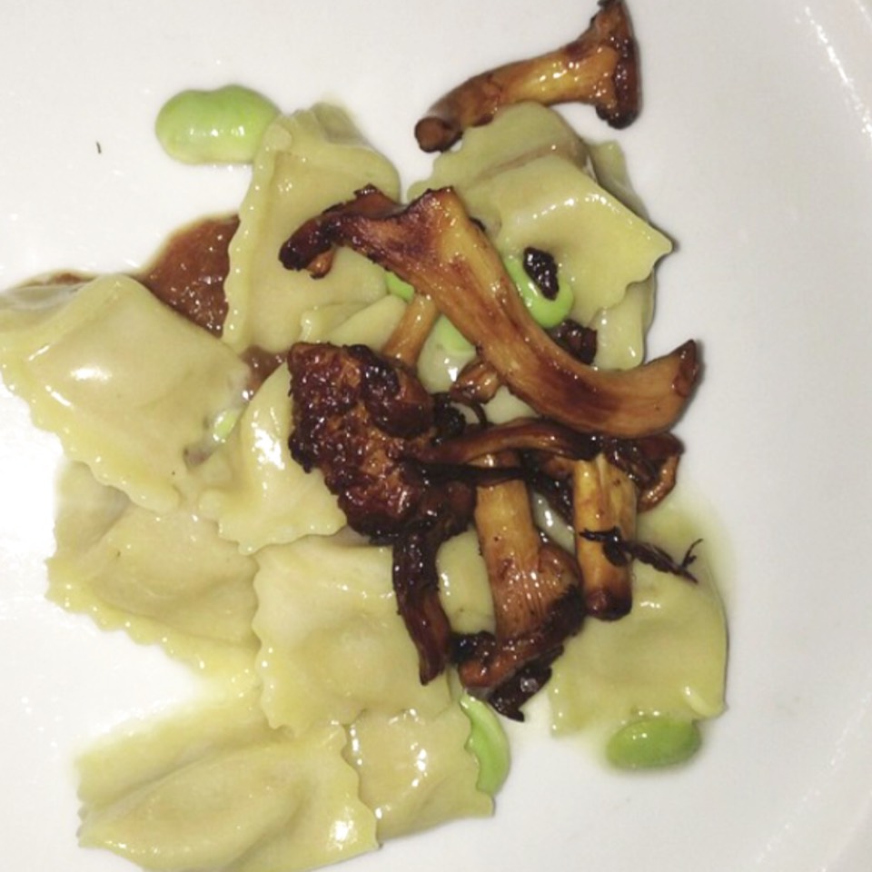 Agnolotti With Hen Of The Woods, Ramp Butter, Sweet Peas from Del Posto on #foodmento http://foodmento.com/dish/27505