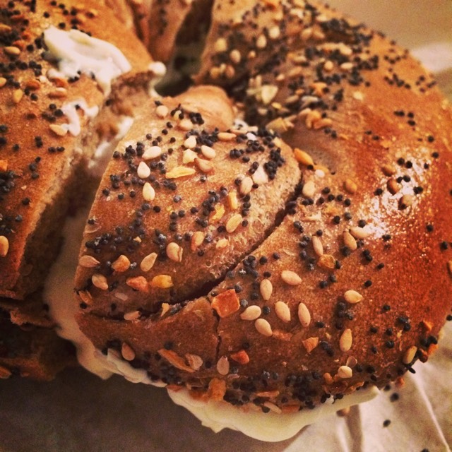 Whole Wheat Everything Bagel With Garlic Chive Cream Cheese at David's Bagels on #foodmento http://foodmento.com/place/6899