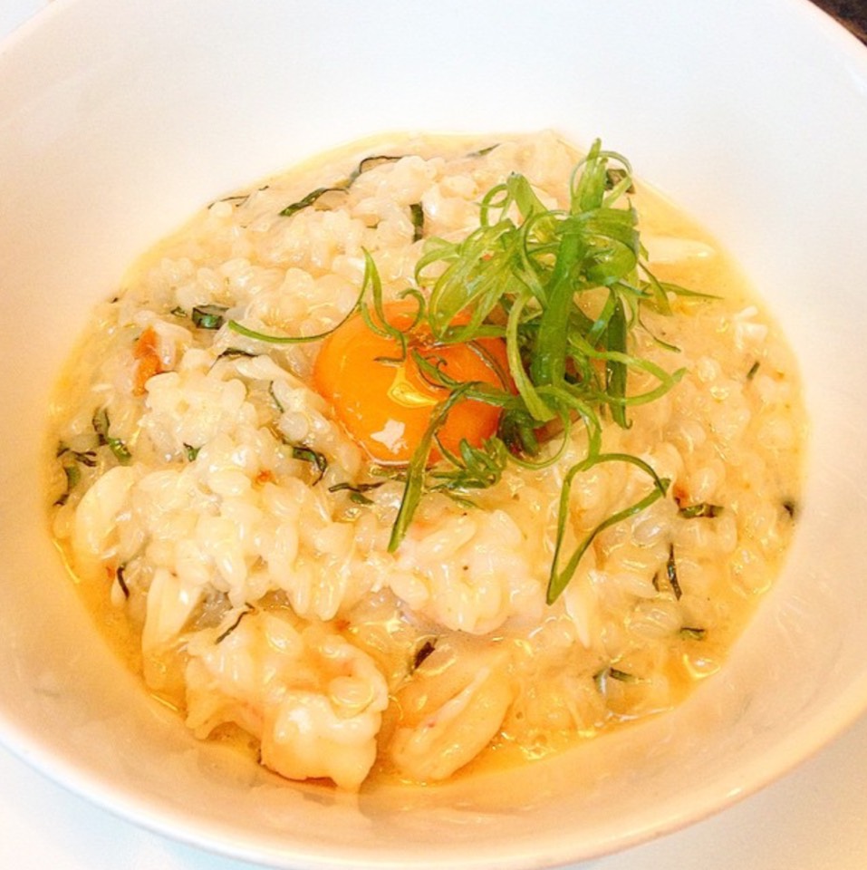Koshihikari Rice (Chicken Dashi, Blue Crab, Shrimp, Uni, Egg, Basil) from Fishing with Dynamite on #foodmento http://foodmento.com/dish/32812