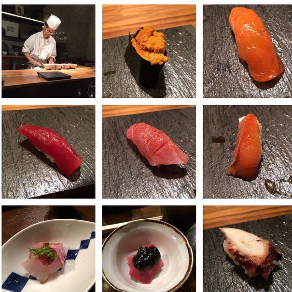 Omakase (Hirame, shimaaji, akami, otoro, saba, anago, Santa Barbara uni, kamasu, aoyagi, abalone, kohada, tamago...) at Q Sushi on #foodmento http://foodmento.com/place/4186