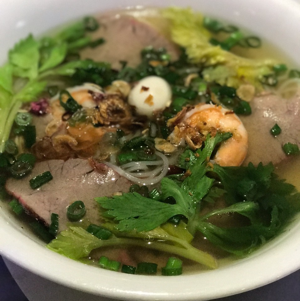 Hu Tieu (Rice Noodle Soup, Shrimp, Bbq Pork, Quail Eggs) at Crawfish & Noodles on #foodmento http://foodmento.com/place/11007
