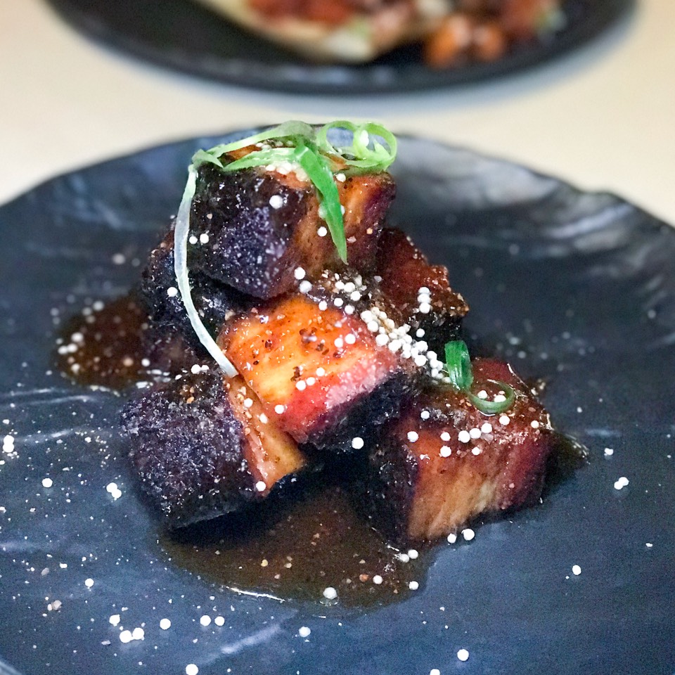 Pecan Smoked Pork Belly, Cherry Habanero BBQ from Killen's STQ on #foodmento http://foodmento.com/dish/41676