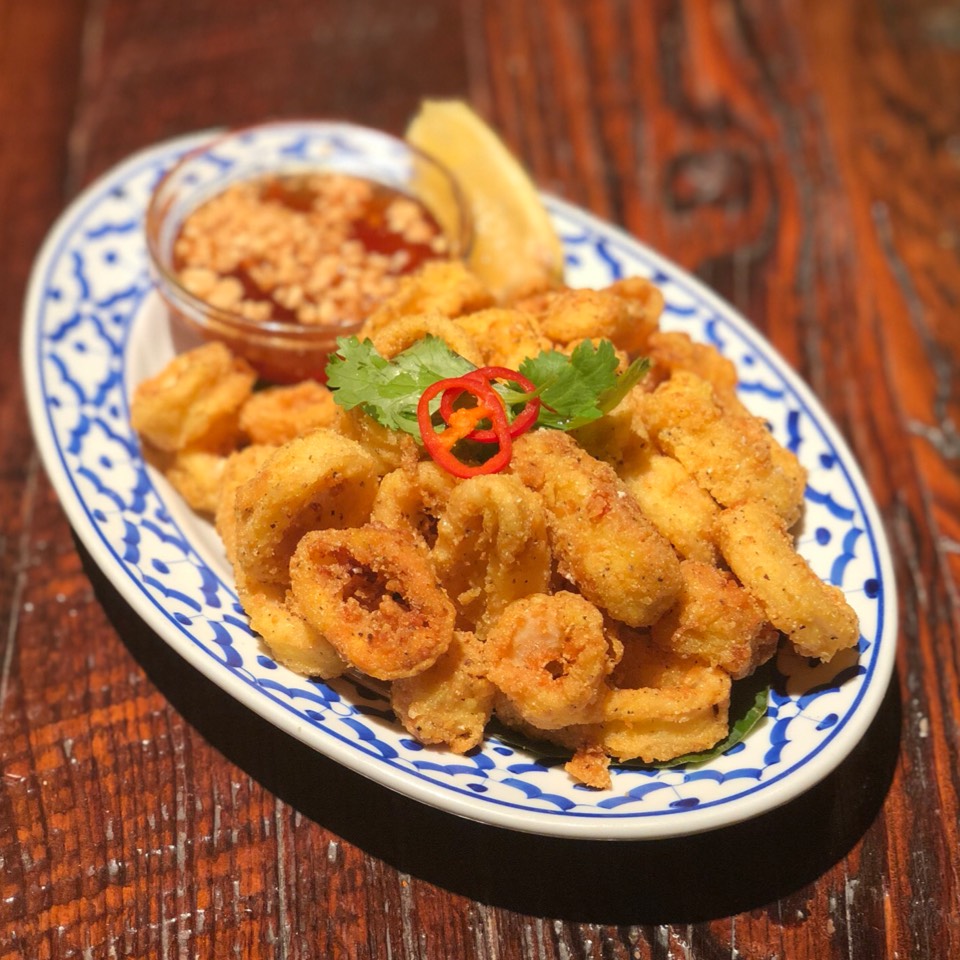 Pla Muk Tod (Fried Tumeric Coconut Calamari) at Thai Villa on #foodmento http://foodmento.com/place/11285