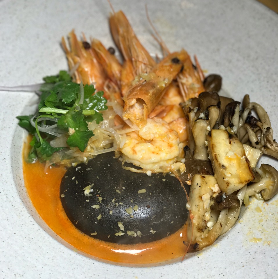 Hot Shrimp Ceviche (Japanese Mushrooms, Shrimp Dashi) at Sen Sakana on #foodmento http://foodmento.com/place/11290