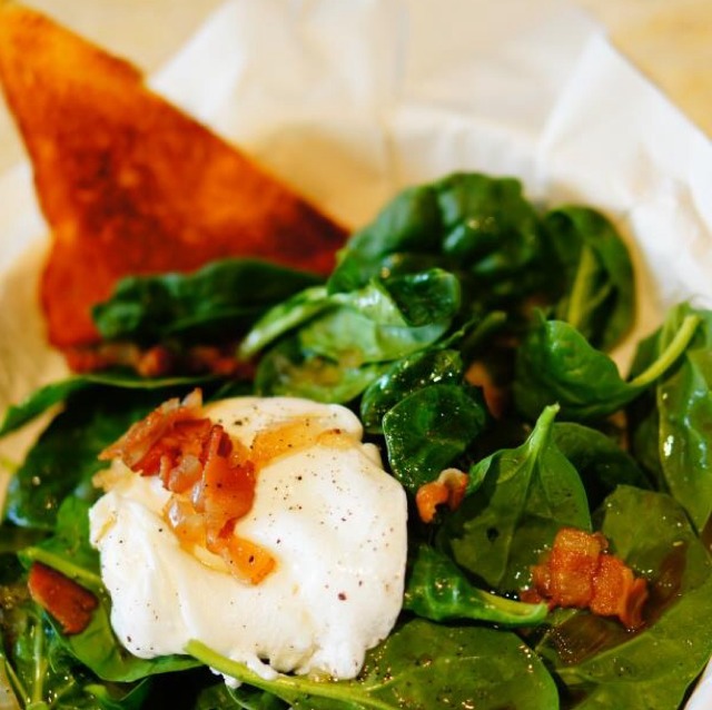 Baby Spinach Salad With Poached Egg at Suprette on #foodmento http://foodmento.com/place/1129