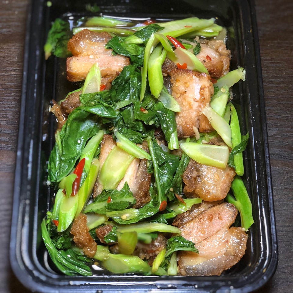 Crispy Pork Chinese Broccoli  at Esanation (CLOSED) on #foodmento http://foodmento.com/place/11358