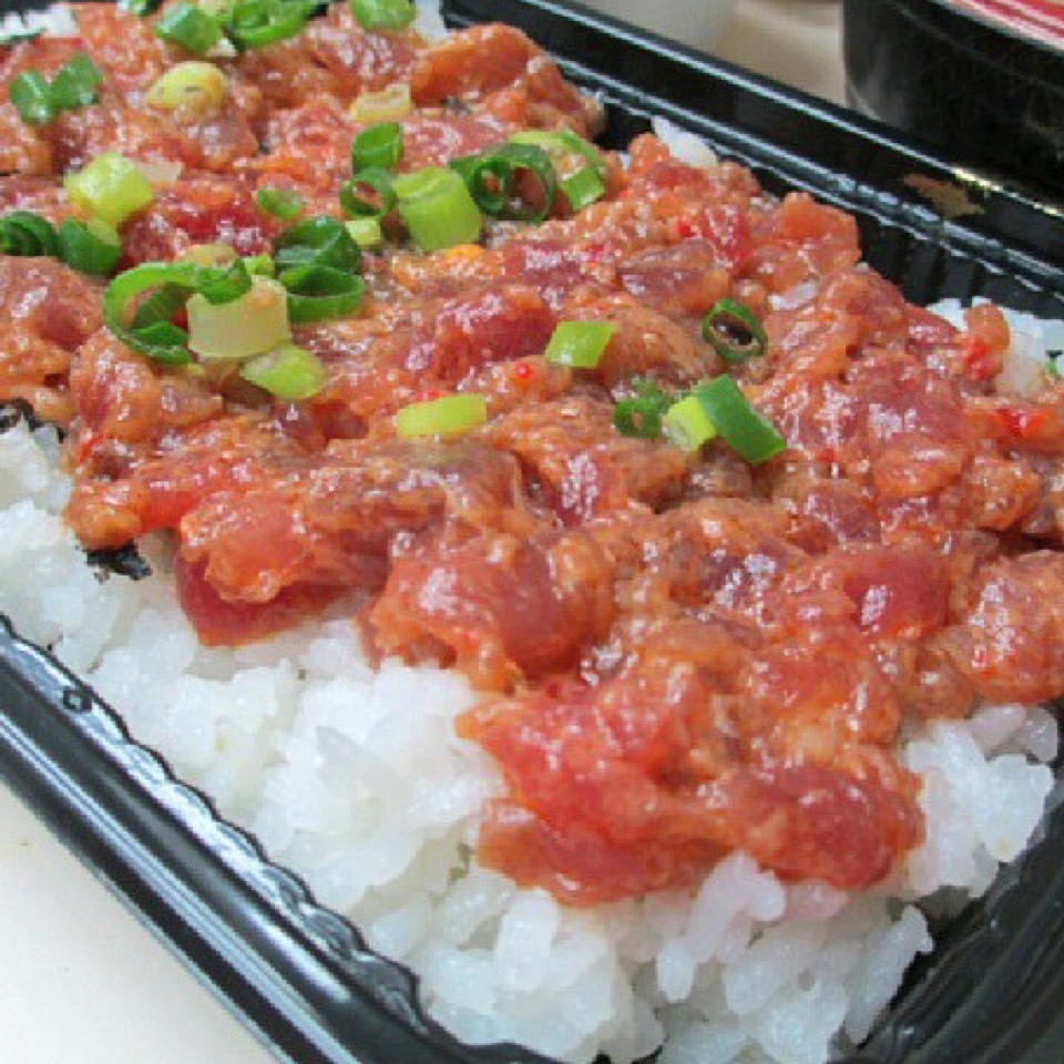 Spicy Ahi On Sushi Rice at Tanioka's Seafood & Catering on #foodmento http://foodmento.com/place/11626