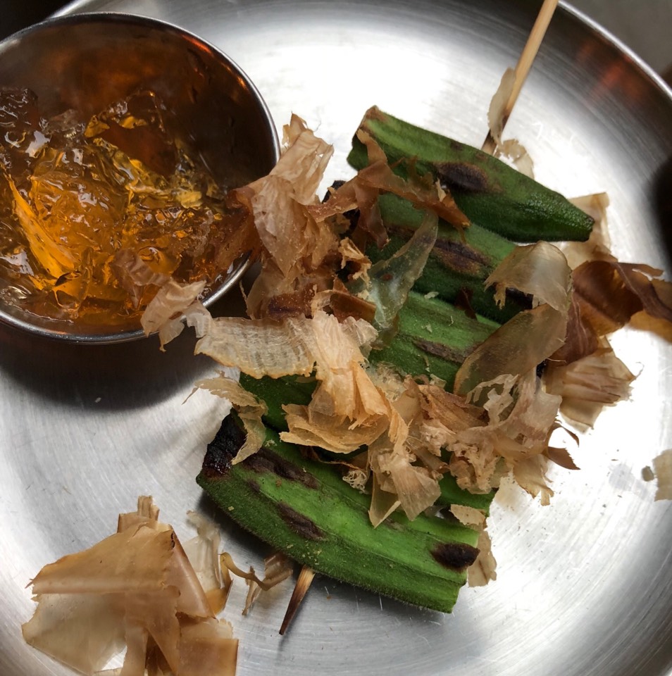 Okra Jelly, Dashi Jelly, Bonito Flakes at Nonono on #foodmento http://foodmento.com/place/11915