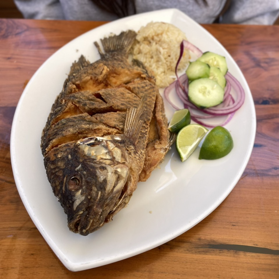 Mojarra Frita (Whole Fried Tilapia Fish) $21 at Coni'seafood on #foodmento http://foodmento.com/place/11973