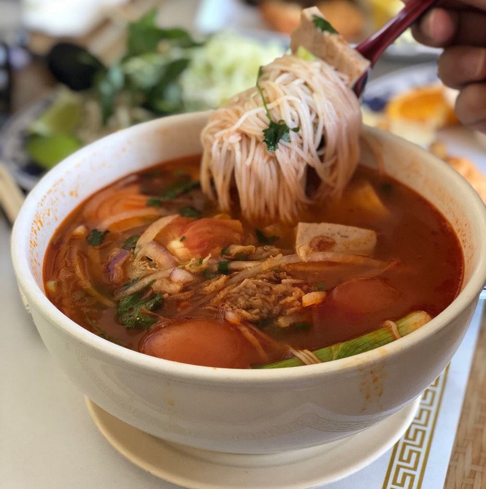 Bun Rieu (Crab And Pork Tomato Soup) at Saigon Dish on #foodmento http://foodmento.com/place/11978