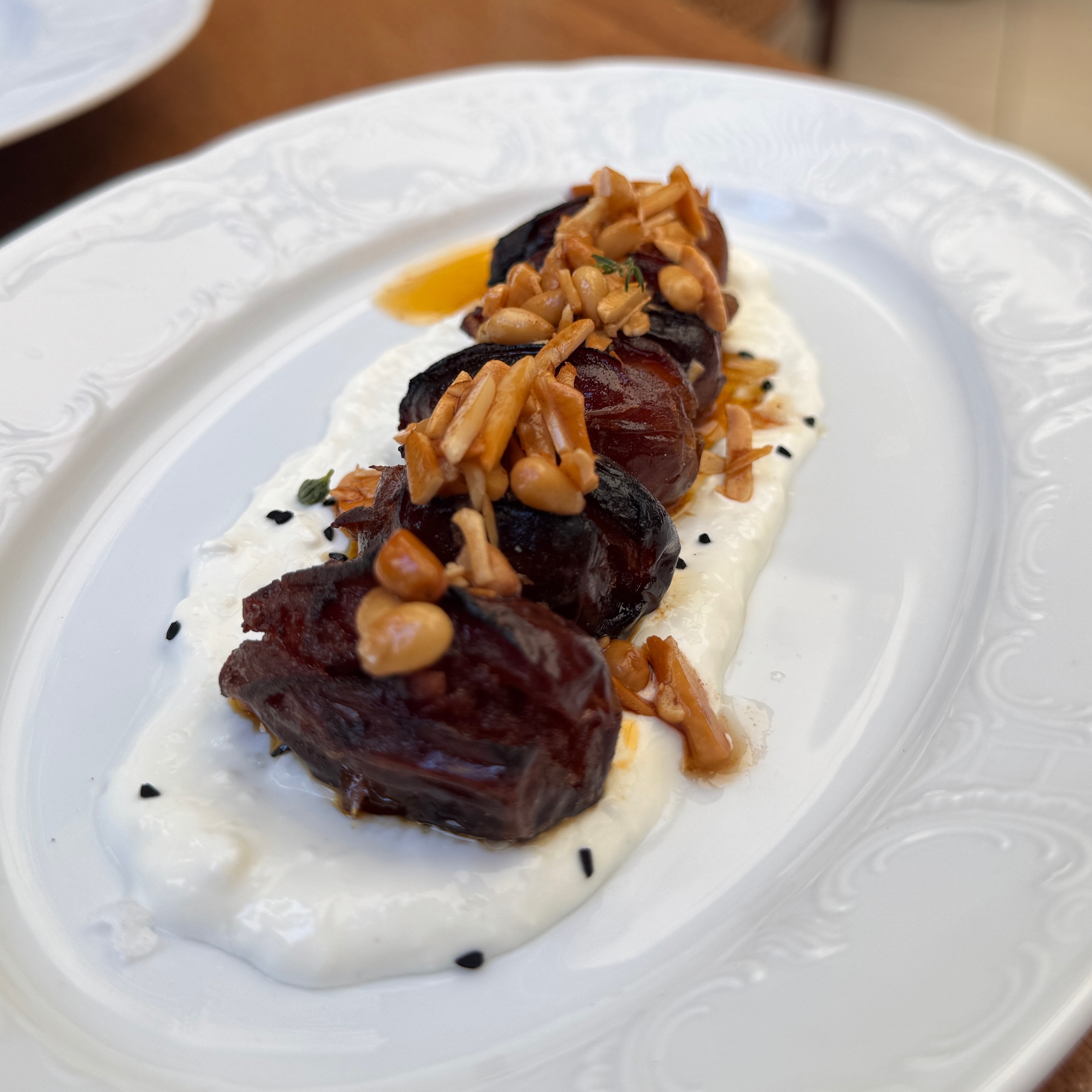 Grilled Dates (Aged Lamb Merguez) $24 from Bavel on #foodmento http://foodmento.com/dish/61088