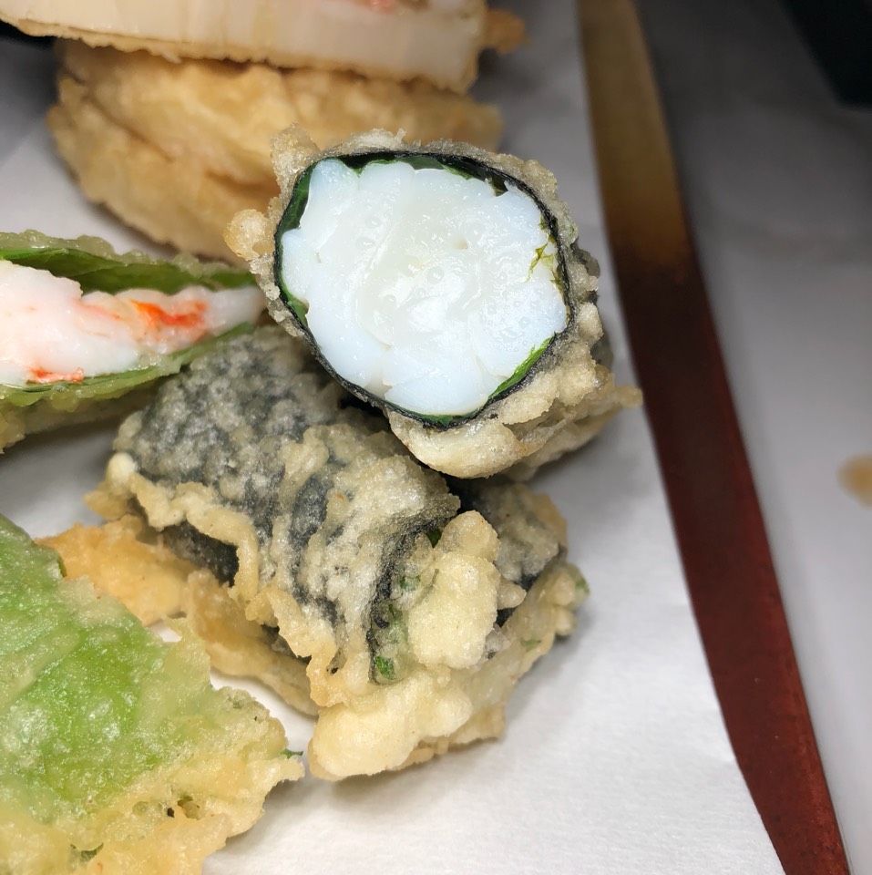 Squid, Dried Seaweed, Shiso Roll Tempura from I-naba restaurant on #foodmento http://foodmento.com/dish/46399