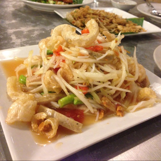 Papaya Pok Pok (Papaya Salad with Crispy Pork Lardons) at ส้มตำนัว (Som Tam Nua) on #foodmento http://foodmento.com/place/1209