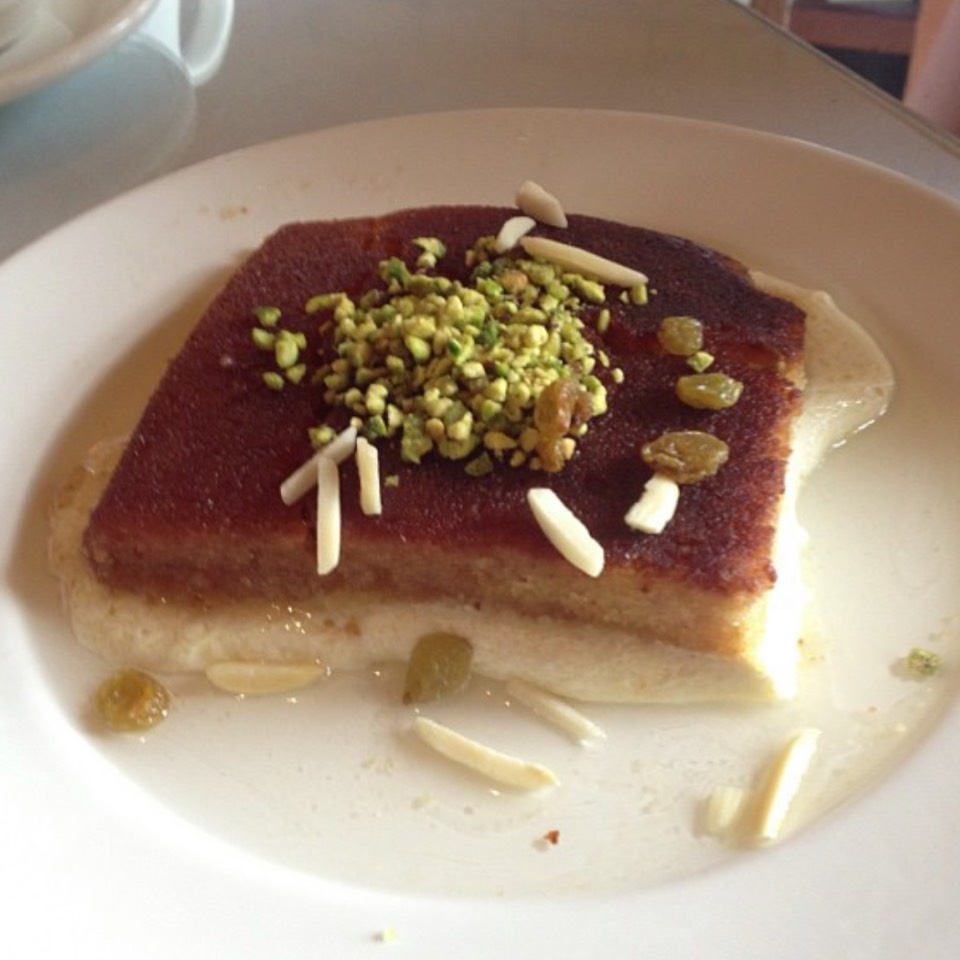 Knafeh (Rosewater Scented Sweet White Cheese) at Marouch on #foodmento http://foodmento.com/place/12111