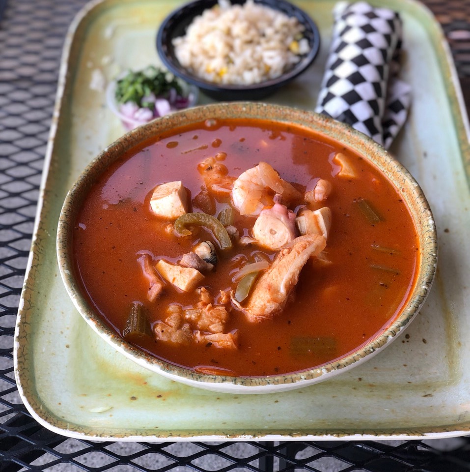 Caldo Mixto (Mixed Seafood Soup) from Ensenada’s Surf N Turf Grill on #foodmento http://foodmento.com/dish/48850