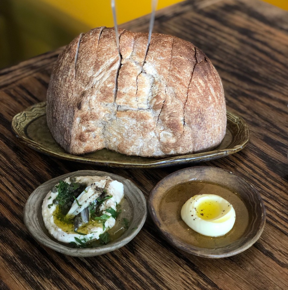 Housemade Sourdough Bread With Anchovy Garlic Butter on #foodmento http://foodmento.com/dish/47947