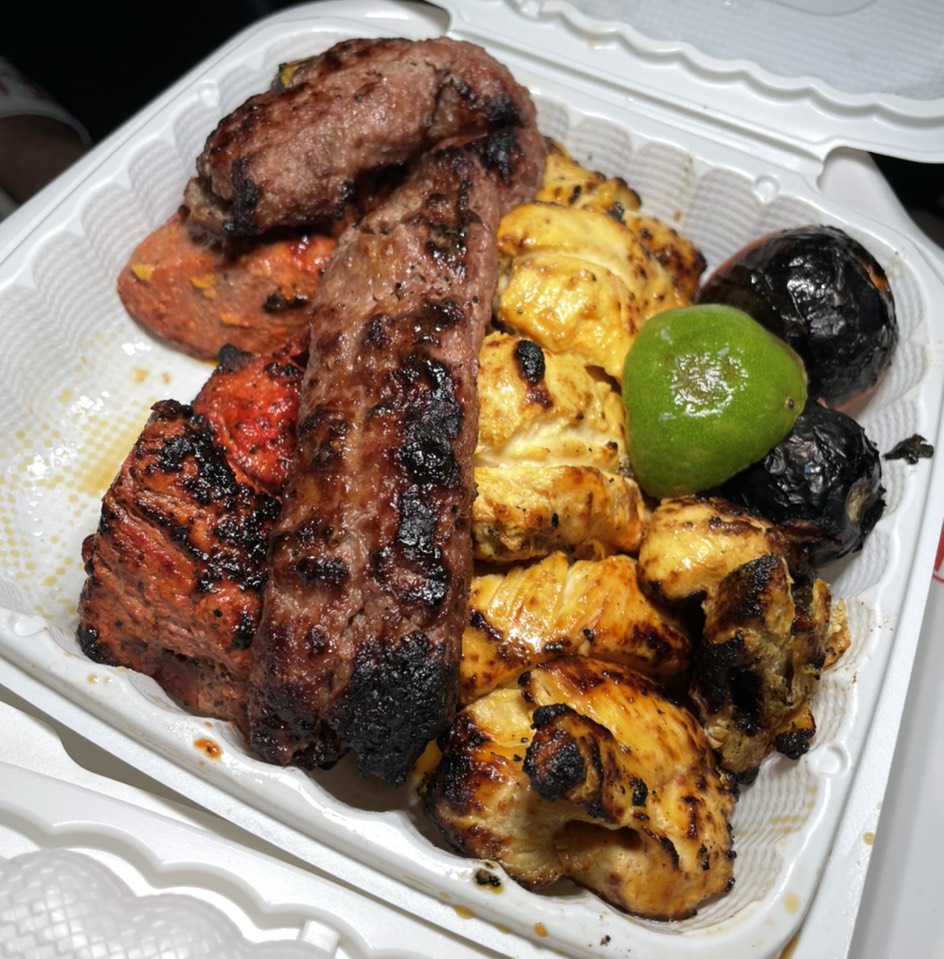 Tehran Plate Special (Chicken Kebab, Filet Mignon Kebab, Beef Koobideh) at Taste Of Tehran on #foodmento http://foodmento.com/place/12684