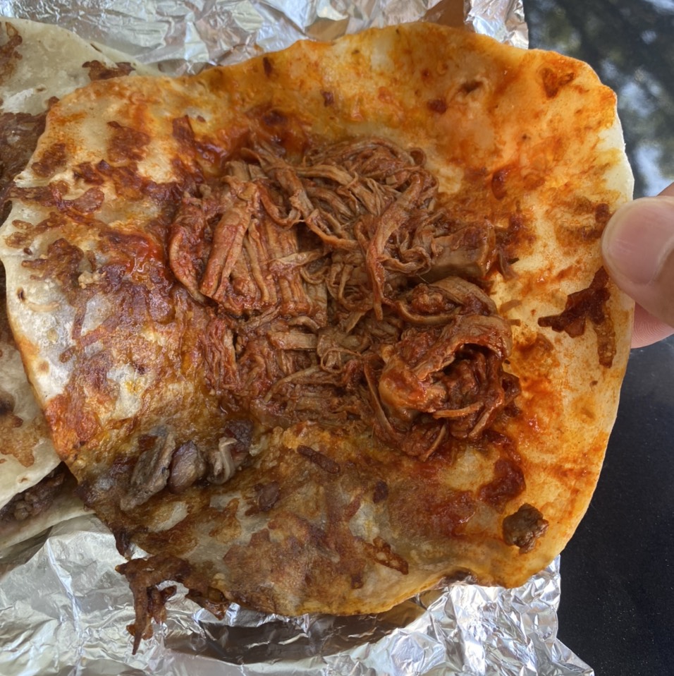 Chile Colorado (Beef) Quesataco from El Ruso Tacos on #foodmento http://foodmento.com/dish/50424
