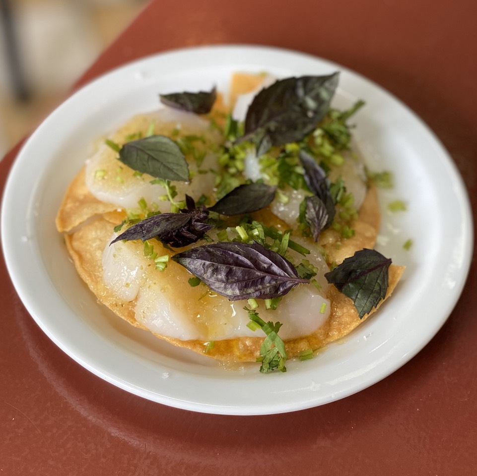 Scallop Tostada, Yuzu Kosho $19 from Found Oyster on #foodmento http://foodmento.com/dish/49904