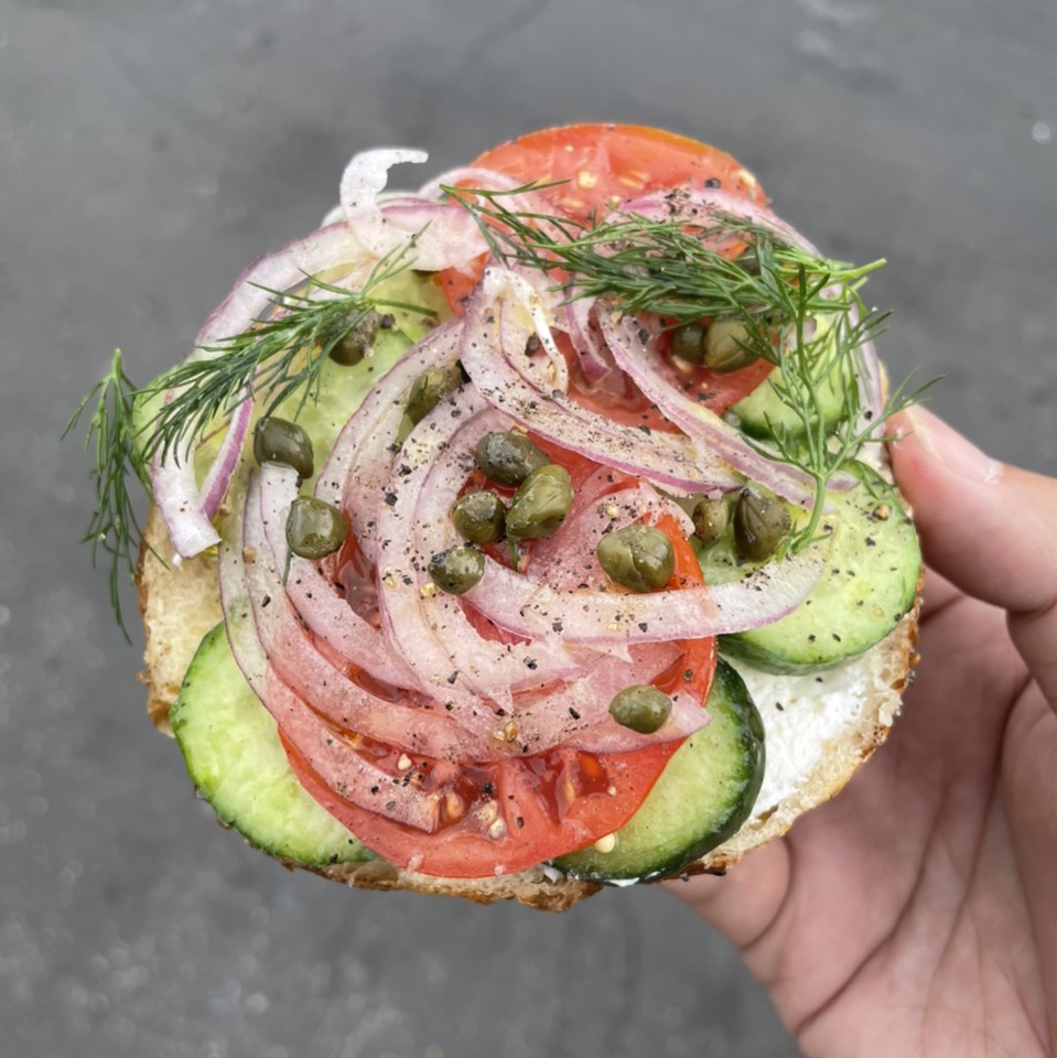 Run it Through the Garden Bagel Sandwich at Courage Bagels on #foodmento http://foodmento.com/place/13301