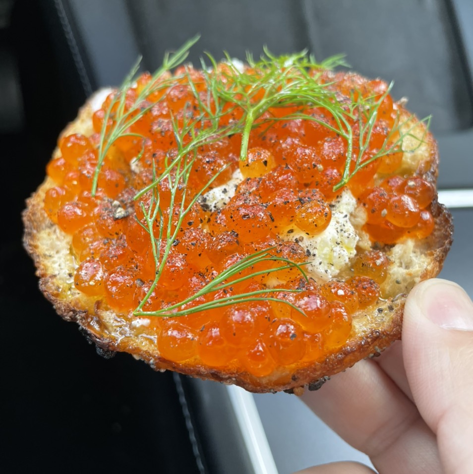Wild Alaskan Salmon Roe Bagel Sandwich at Courage Bagels on #foodmento http://foodmento.com/place/13301