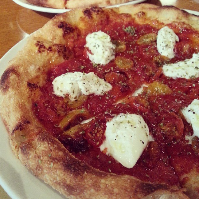 Pizza (Burrata, Slow Roasted Tomato & Sicilian Oregano) at Pizzeria Mozza on #foodmento http://foodmento.com/place/1336
