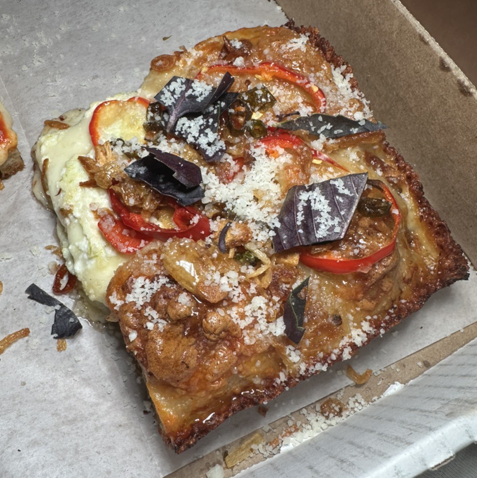 Jewel City Slice (Ricotta, Honey, Sambal) $6.50 from Quarter Sheets Pizza Club on #foodmento http://foodmento.com/dish/54719