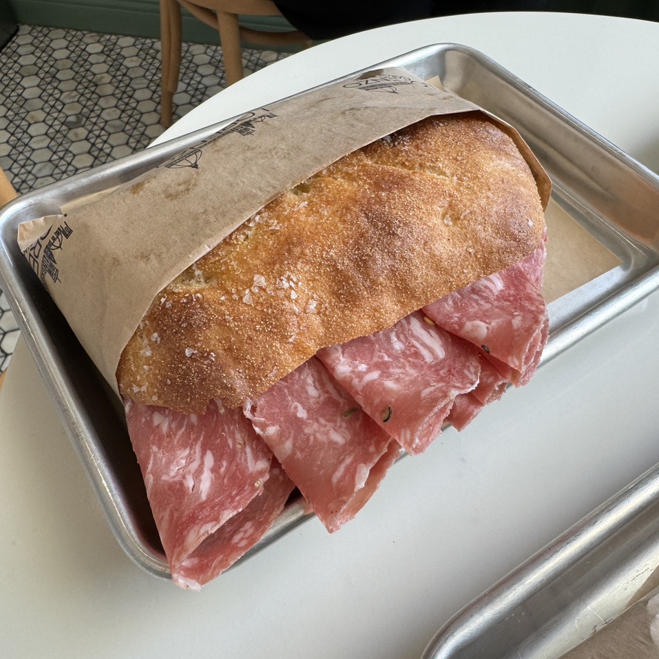 Salamino Sandwich (Finocchiona Salame)  $21 from Lorenzo California on #foodmento http://foodmento.com/dish/56747