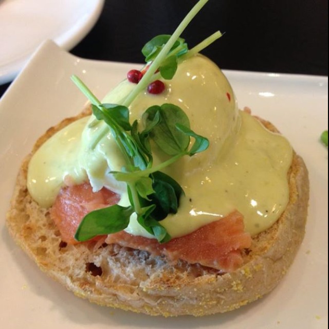 Salmon Gravalax Eggs Benedict from Onaka Restaurant & Wine Bar on #foodmento http://foodmento.com/dish/5528
