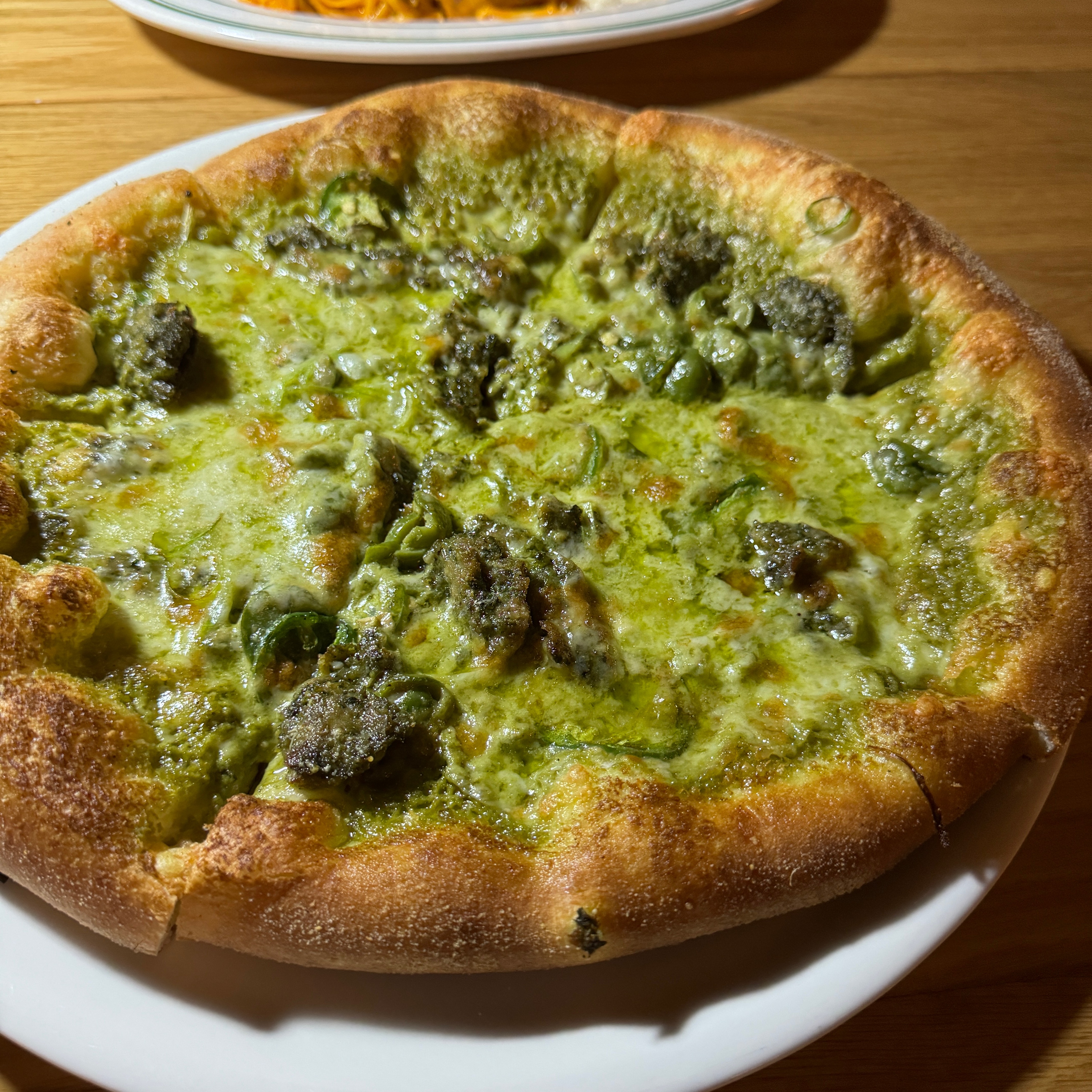 The Frankie Pizza (Pesto, Kale Chicken Sausage) $24 from Jemma on #foodmento http://foodmento.com/dish/57494