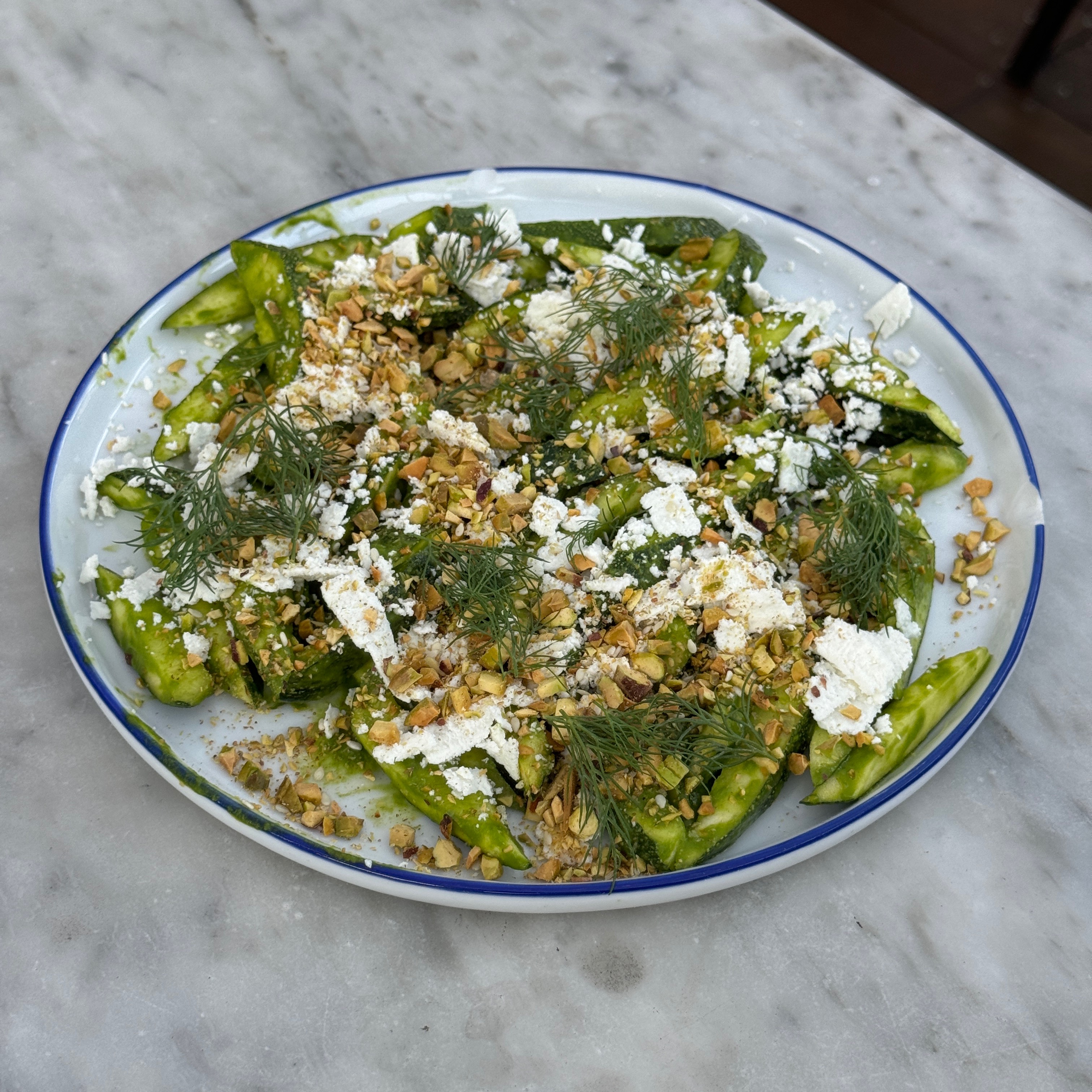 Kolokithi Salad, Pistachio, Dill, Mizithra $15 from Greekman’s on #foodmento http://foodmento.com/dish/58328