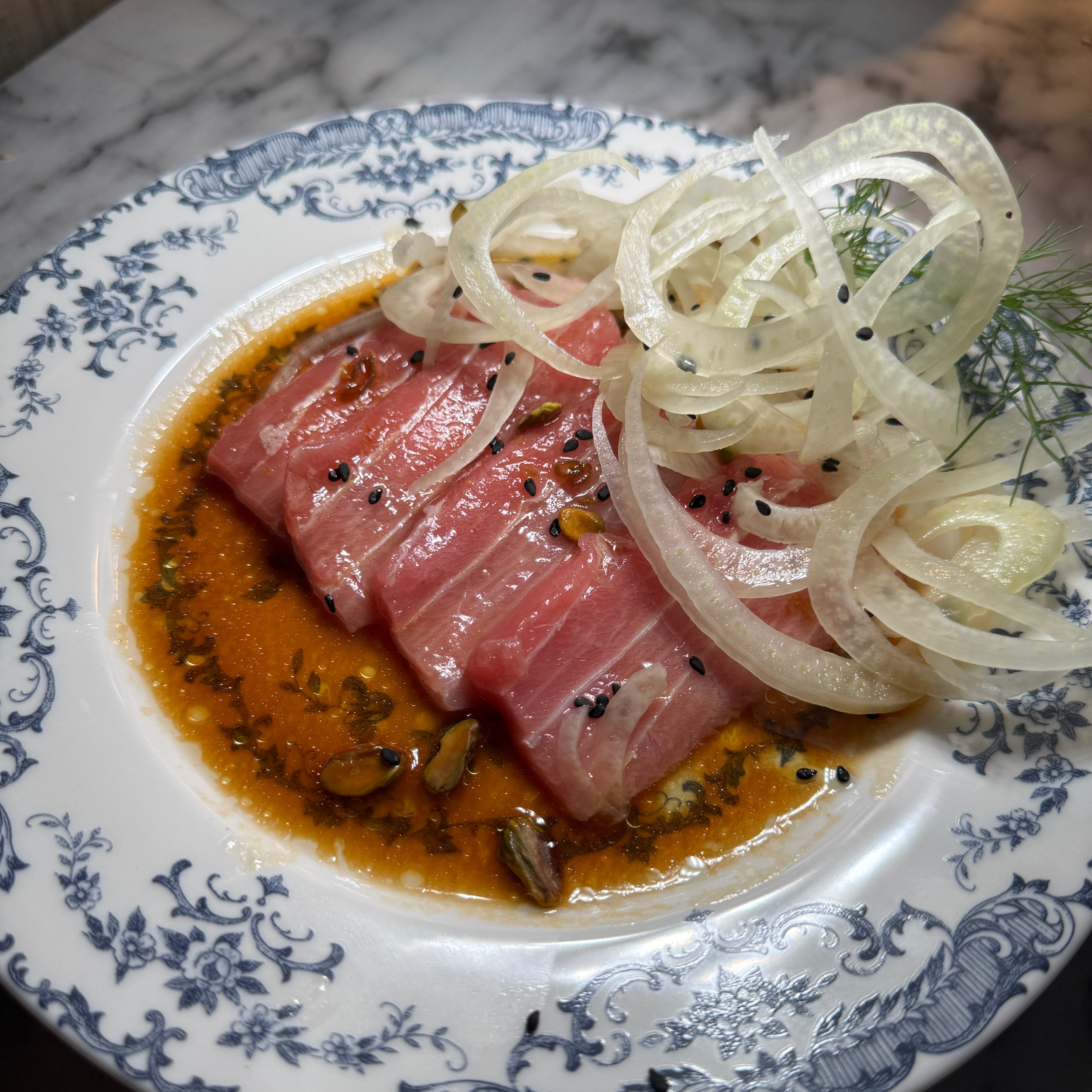 Bishbash (Fennel) Bluefin Tuna Sashimi $33 at Tlv Tapas Bar on #foodmento http://foodmento.com/place/15090