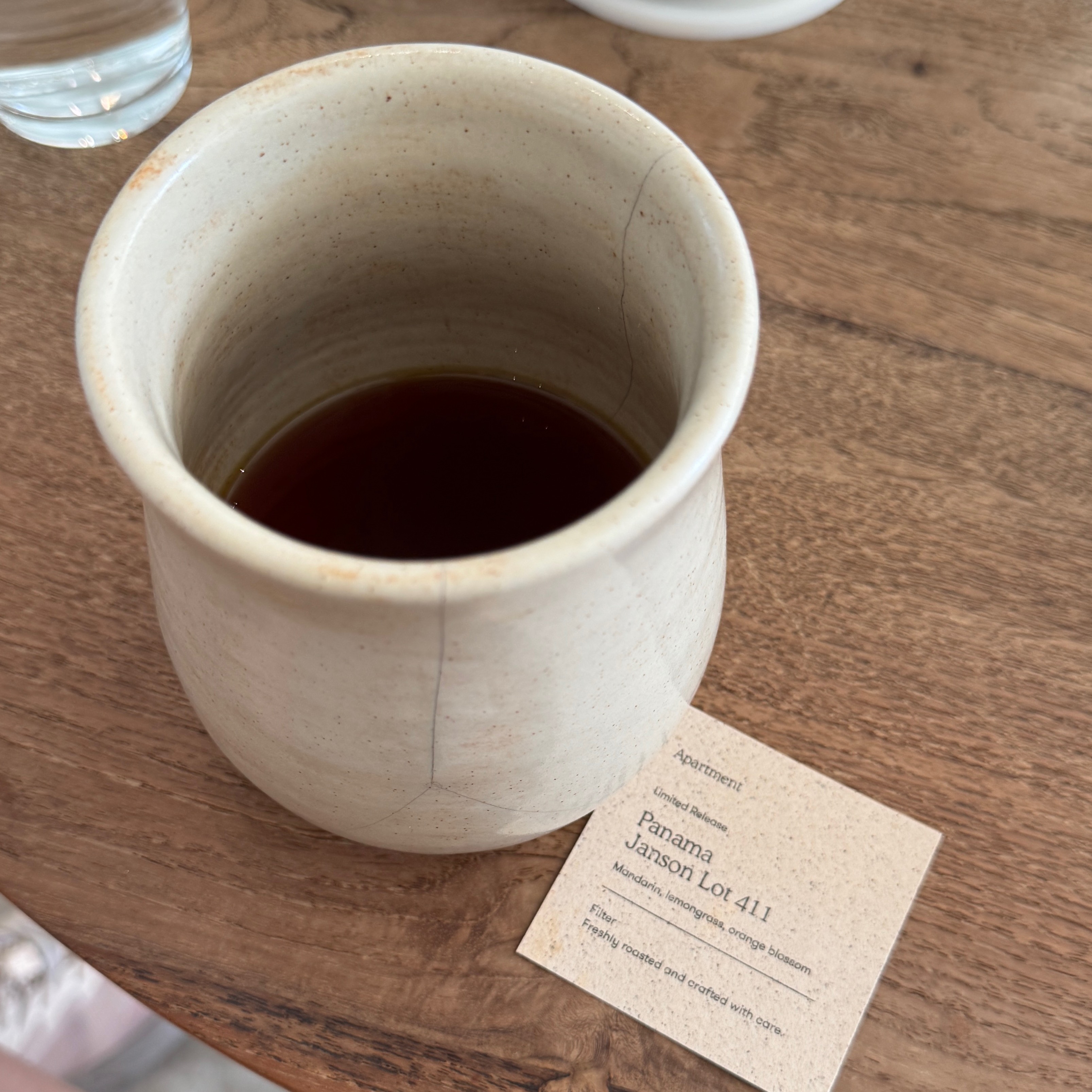 Pour Over (Panama Janson Lot 441) $12 from Apartment Coffee on #foodmento http://foodmento.com/dish/59534