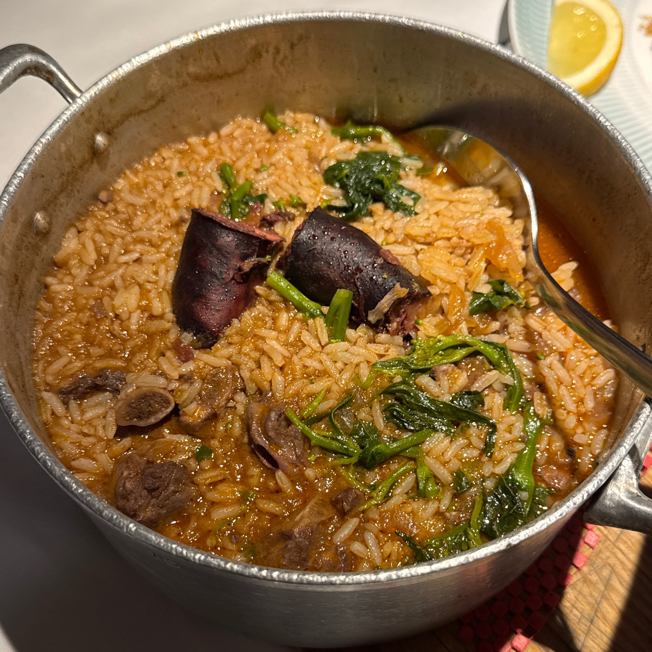 Rice with Pork Ribs, Turnip Greens, Chorizo $35 at Solar Moinho de Vento on #foodmento http://foodmento.com/place/15507