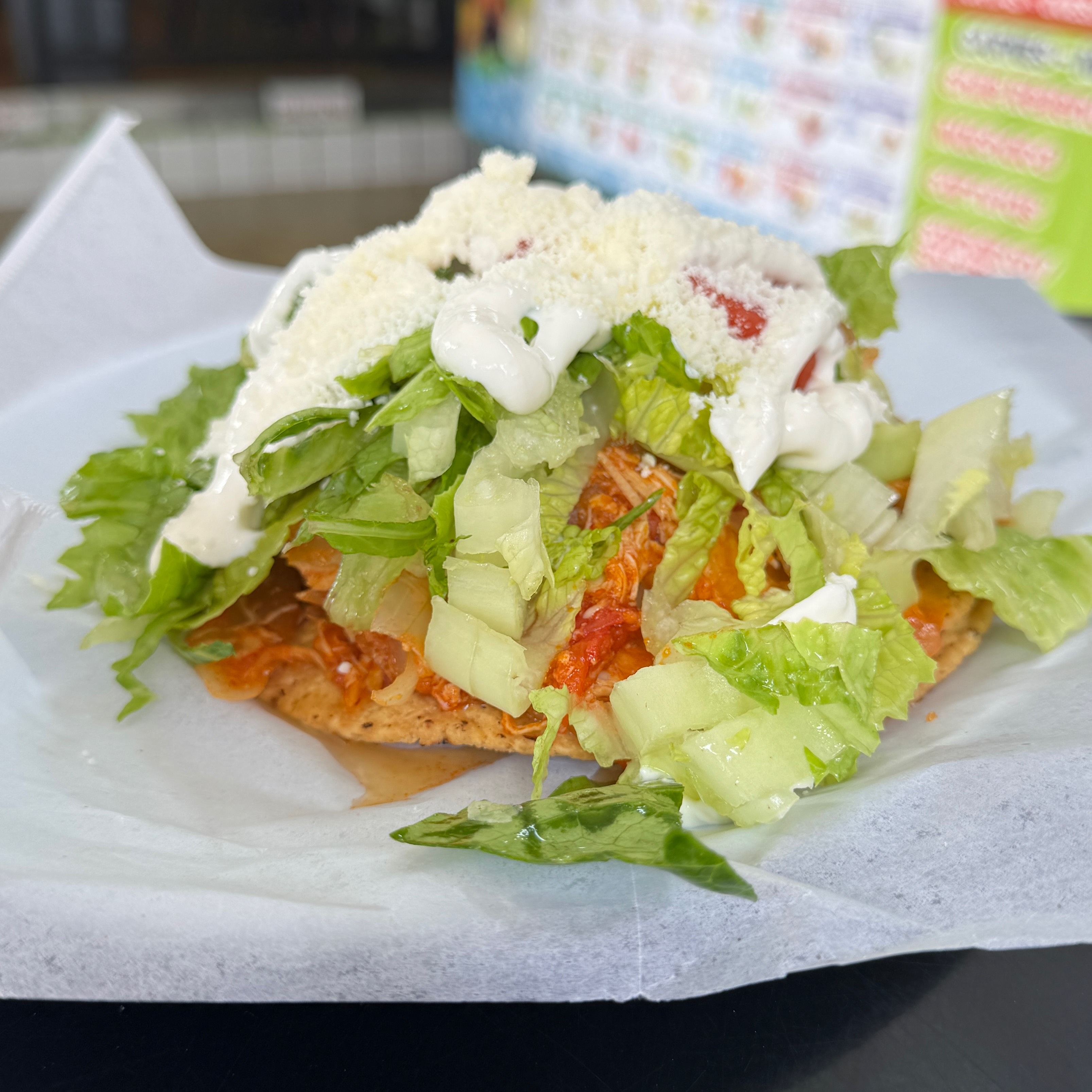 Chicken Tinga Tostada $6.50 on #foodmento http://foodmento.com/dish/60479