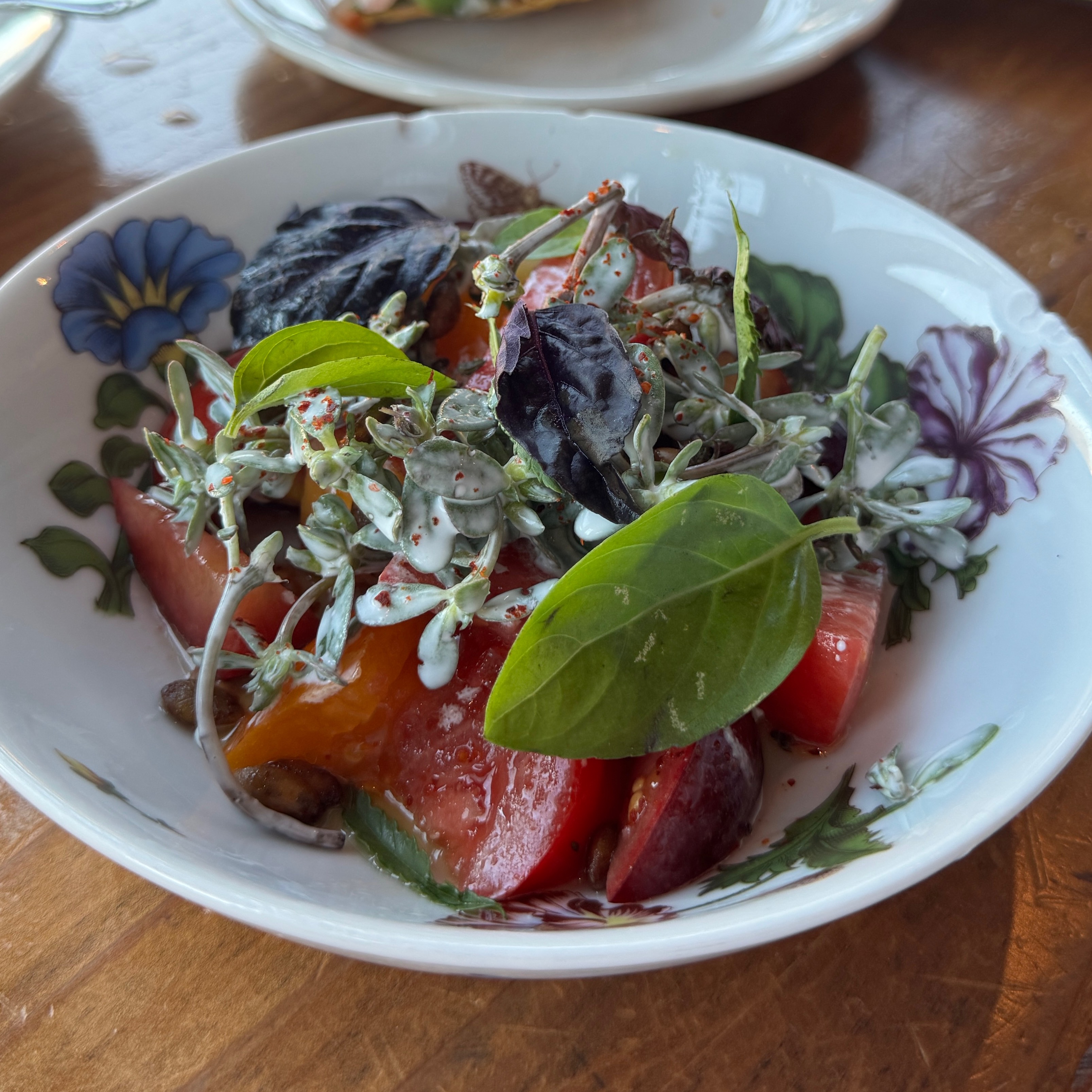 Heirloom Tomato & Peach Salad $17 at Snail bar on #foodmento http://foodmento.com/place/15720