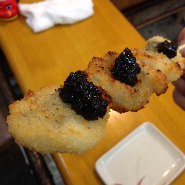Fried Eel On Stick from 錦市場 (京都錦小路商店街 / Nishiki Food Market) on #foodmento http://foodmento.com/dish/8637