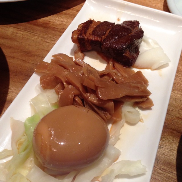 Ramen Toppings (Special Combo: Tamago, Kakuni, Menma) from Ippudo (一風堂) on #foodmento http://foodmento.com/dish/4575