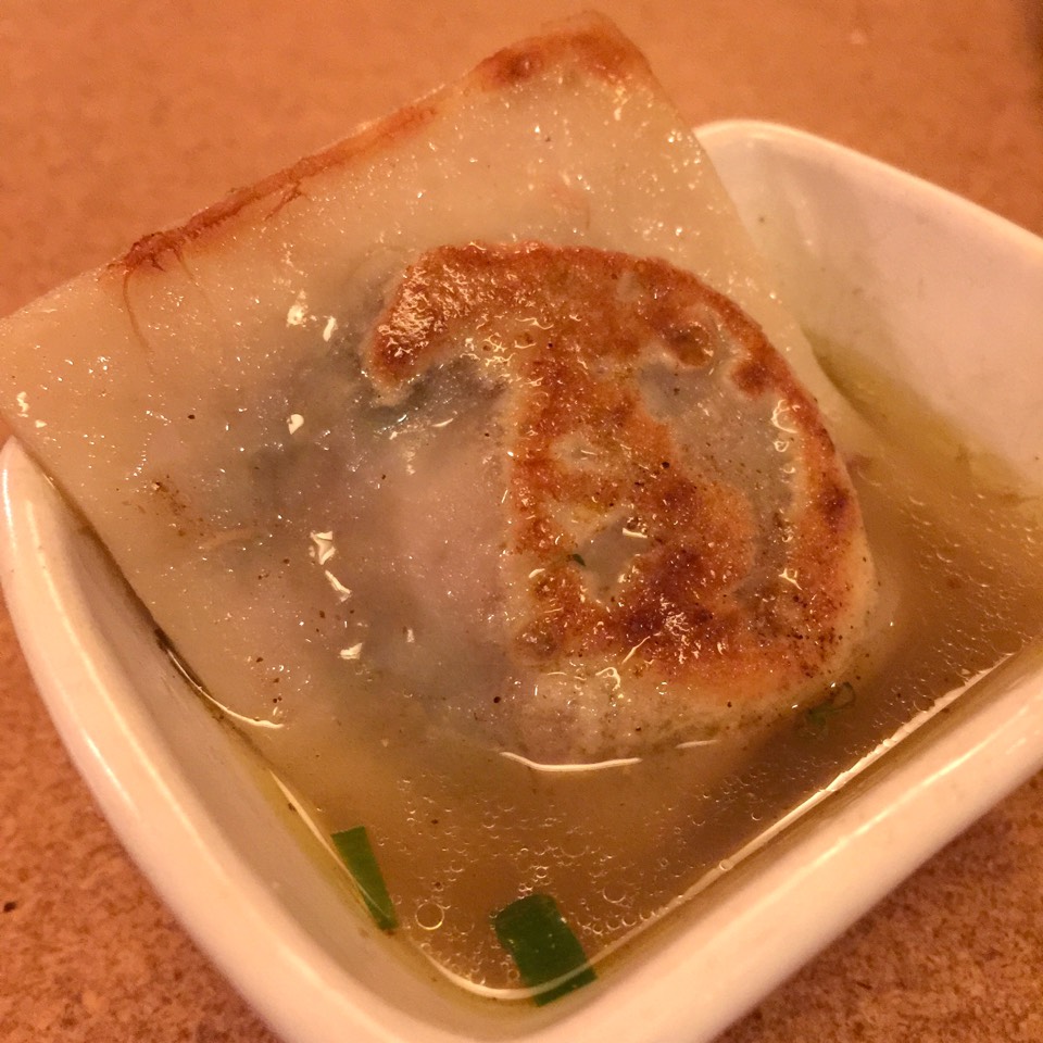 Guinea hen dumpling with aromatic broth from State Bird Provisions on #foodmento http://foodmento.com/dish/23112