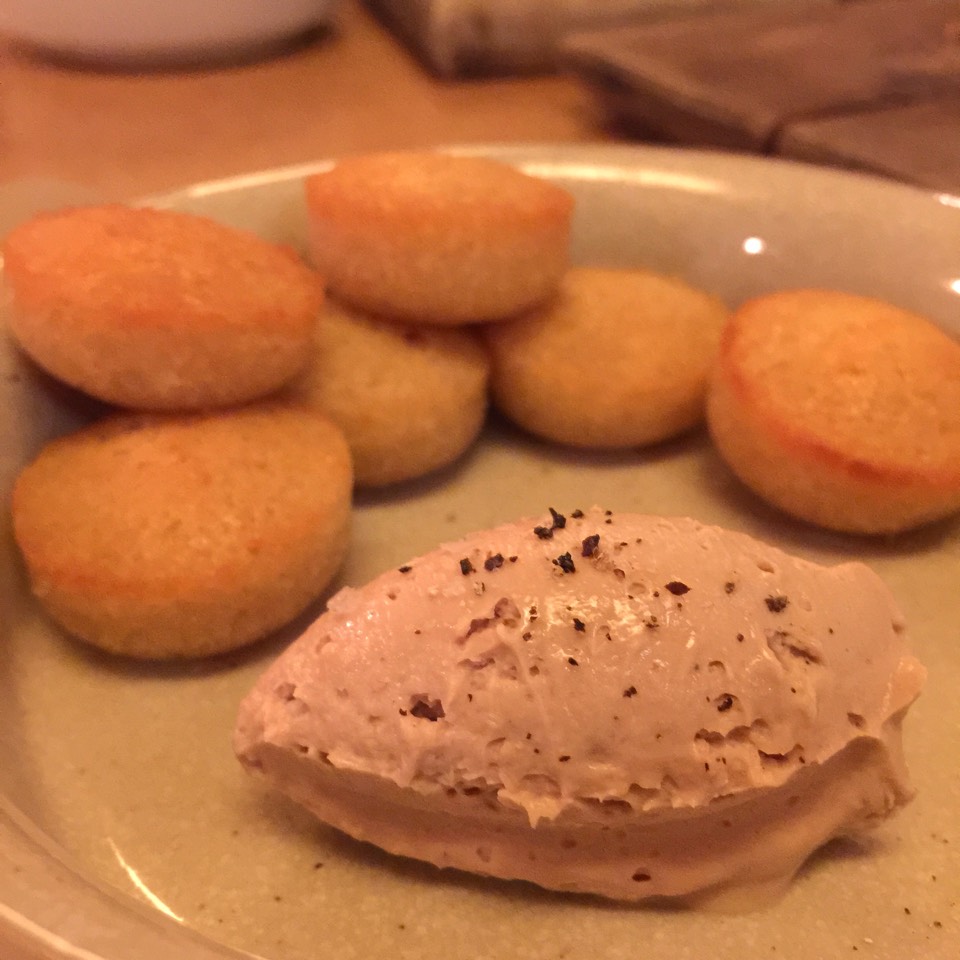 Duck Liver Mousse With Almond Biscuits at State Bird Provisions on #foodmento http://foodmento.com/place/2579