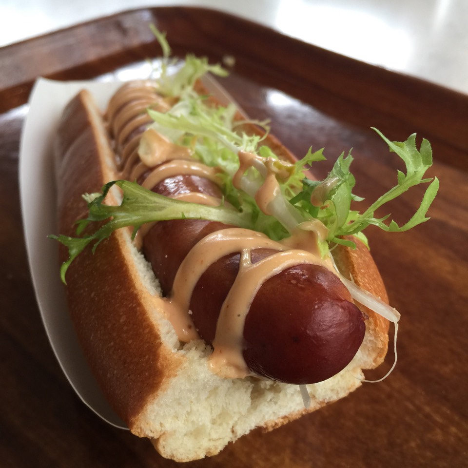 DBGB Dog (Housemade Beef Wiener, Sautéed Onions...) from Épicerie Boulud on #foodmento http://foodmento.com/dish/25242