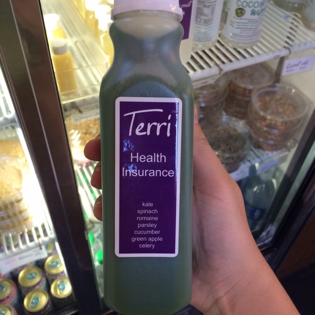 Health Insurance (Kale, Spinach, Romaine, Parsley, Cucumber, Green Apple, Celery) Juice at Terri on #foodmento http://foodmento.com/place/2688
