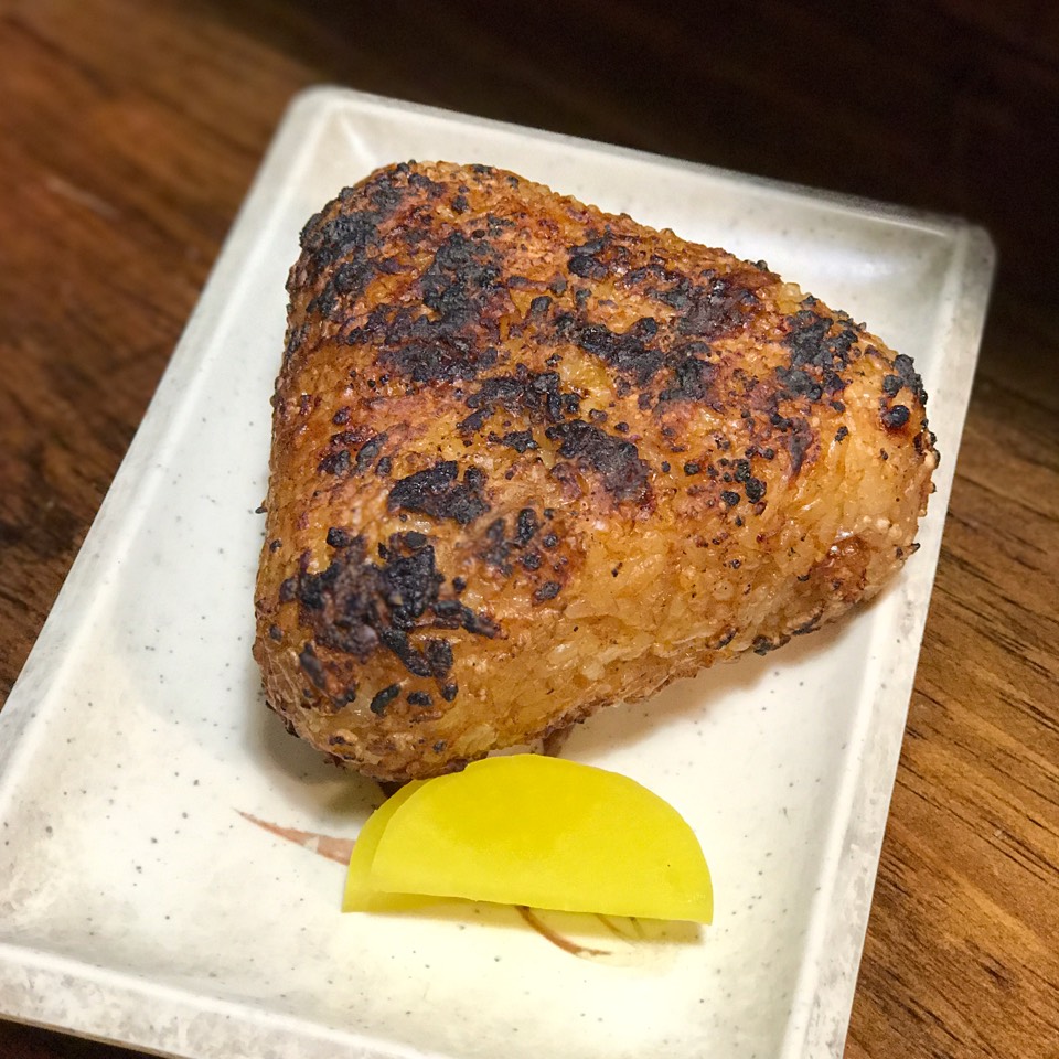 Yaki Sake Onigiri (Grilled Rice, Salmon) at Yakitori Taisho on #foodmento http://foodmento.com/place/2762