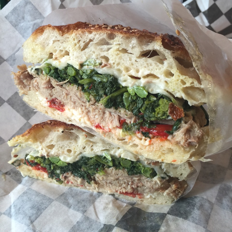 Ultimate Warrior Sandwich (Pork Butt, Provolone, Broccoli Rabe, Picked Hot Pepper) from Court Street Grocers Sandwich Shop (CLOSED) on #foodmento http://foodmento.com/dish/29657