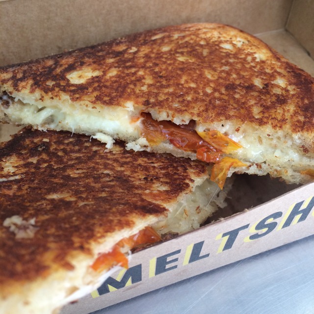 Grilled Cheese (Three Cheese Melt: Gruyere, Fontina, Goat Cheese, Roasted Tomatoes) at Melt Shop on #foodmento http://foodmento.com/place/2860