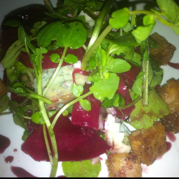 Beets with Blue Cheese & House-made Bacon at Casa Mono / Bar Jamon on #foodmento http://foodmento.com/place/289